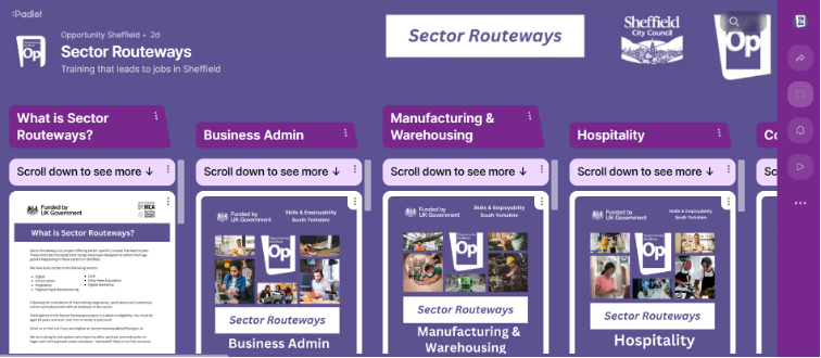 Screenshot showing Sector Routeways: Early Careers